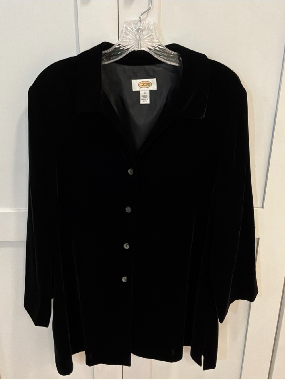 Talbots Women’s Velvet 3/4 Sleeve Blouse Solid Black Size 16